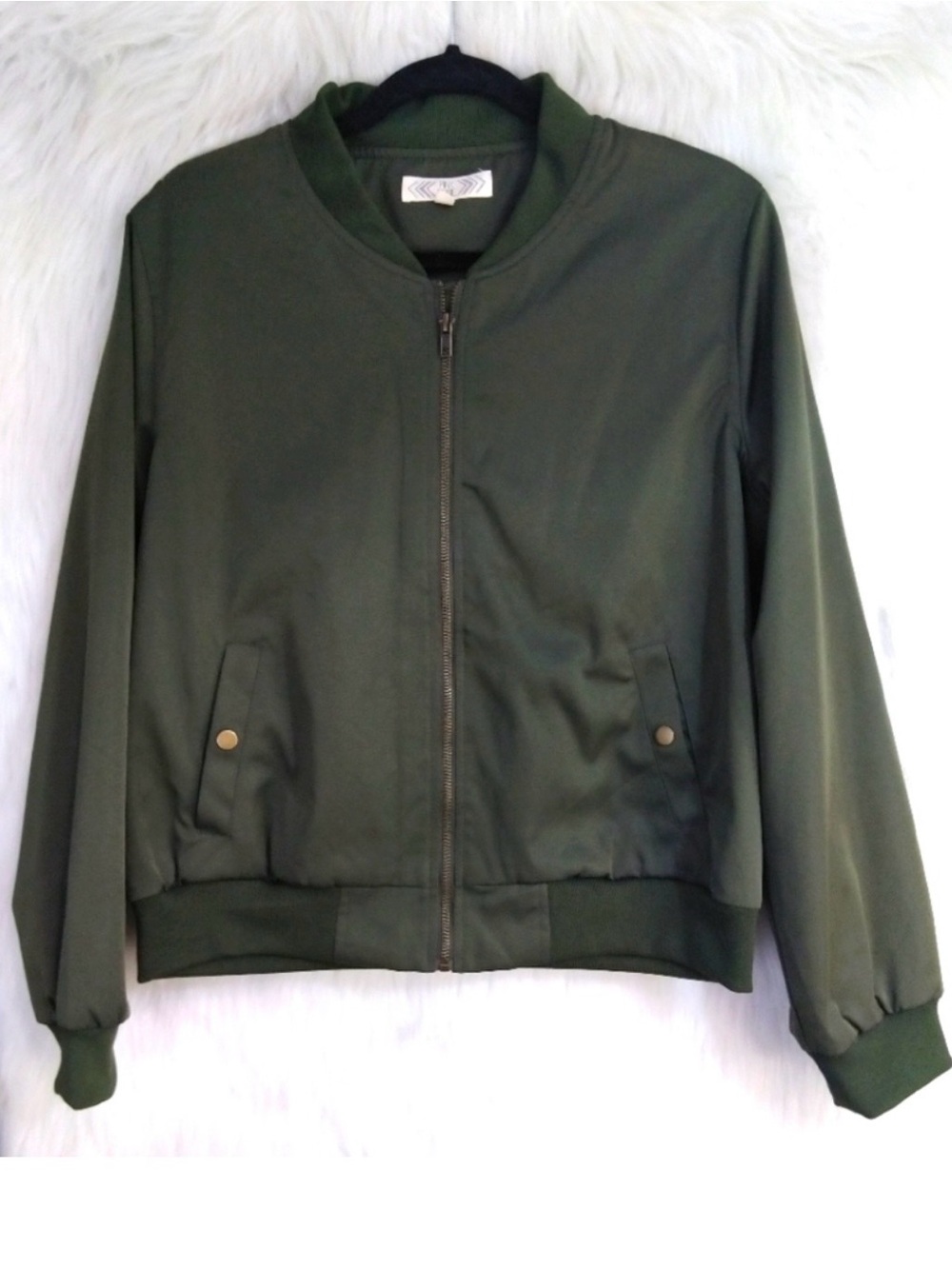 Pink Rose Green Front Zip Long Sleeve Jacket Size XL